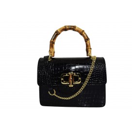 Handtasche aus Leder mit Krokoprägung       190