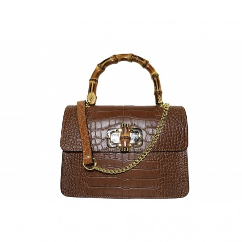 Handbag in crocodile print leather           190