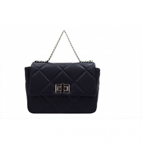 Borsa a tracolla di pelle nappa trapuntata blu 181