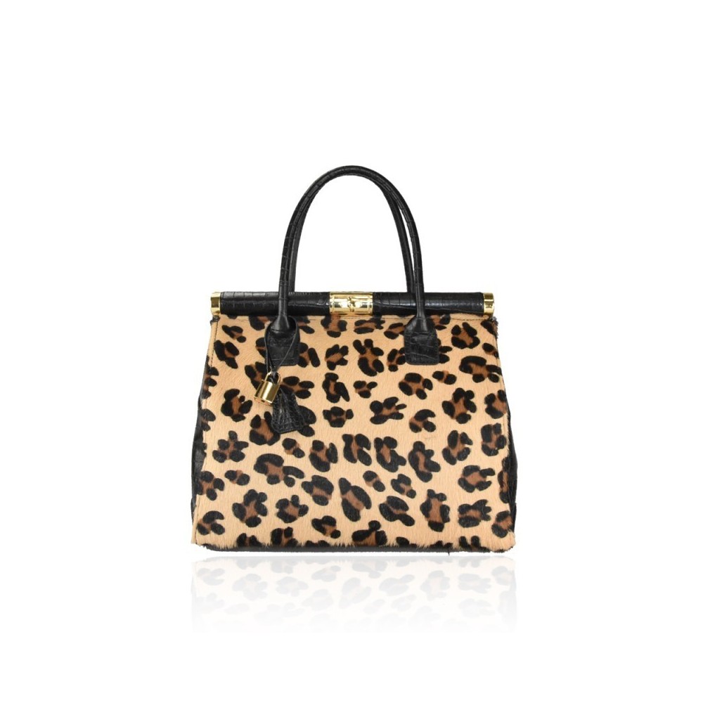 Sac à main en cuir de poney et crocodile         202