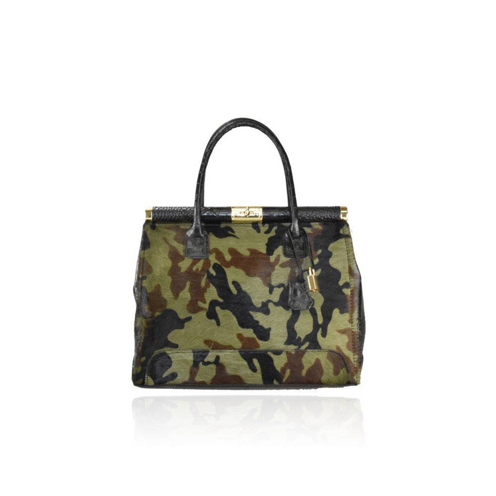 Sac à main en cuir de poney et crocodile         202