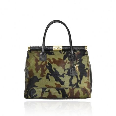 Sac à main en cuir de poney et crocodile         202