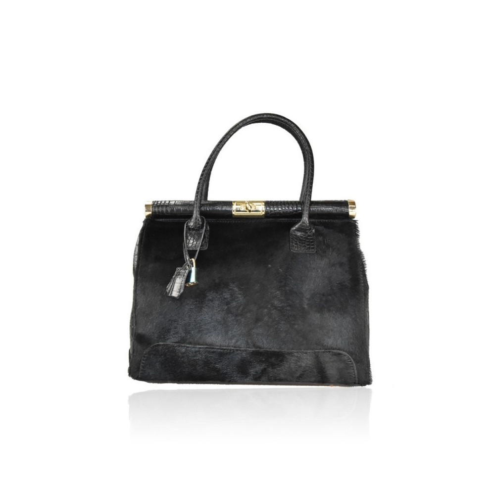 Sac à main en cuir de poney et crocodile         202