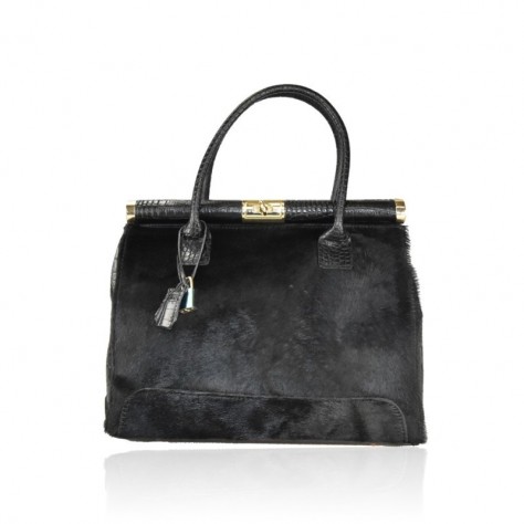 Handtasche aus Ponyfell und Krokoleder        202