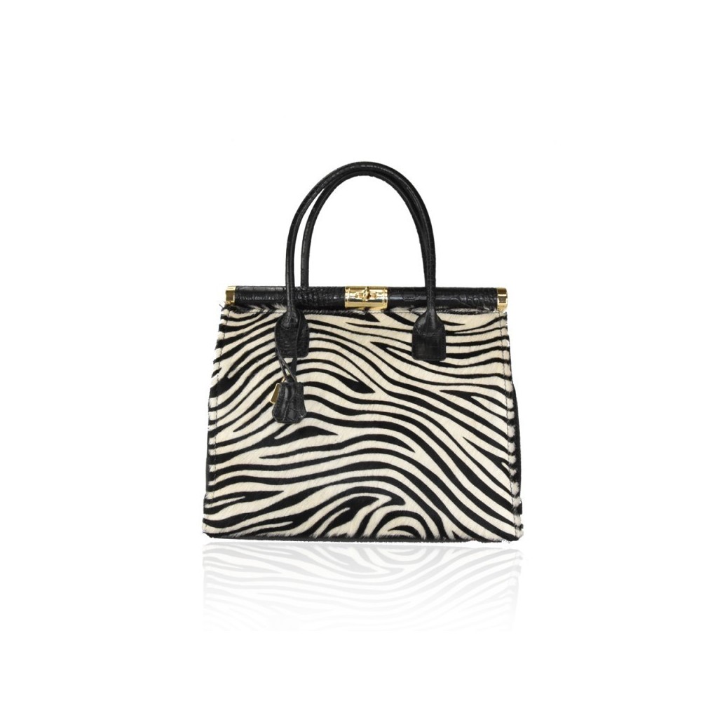 Sac à main en cuir de poney et crocodile         202