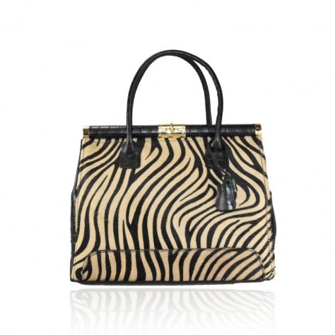 Handtasche aus Ponyfell und Krokoleder        202
