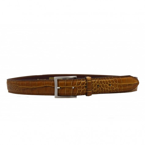 Croc print leather belts mm. 40