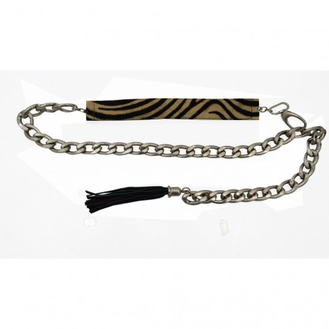 Ledergürtel braun Pony Druck mm.35 Zebra mit Kette