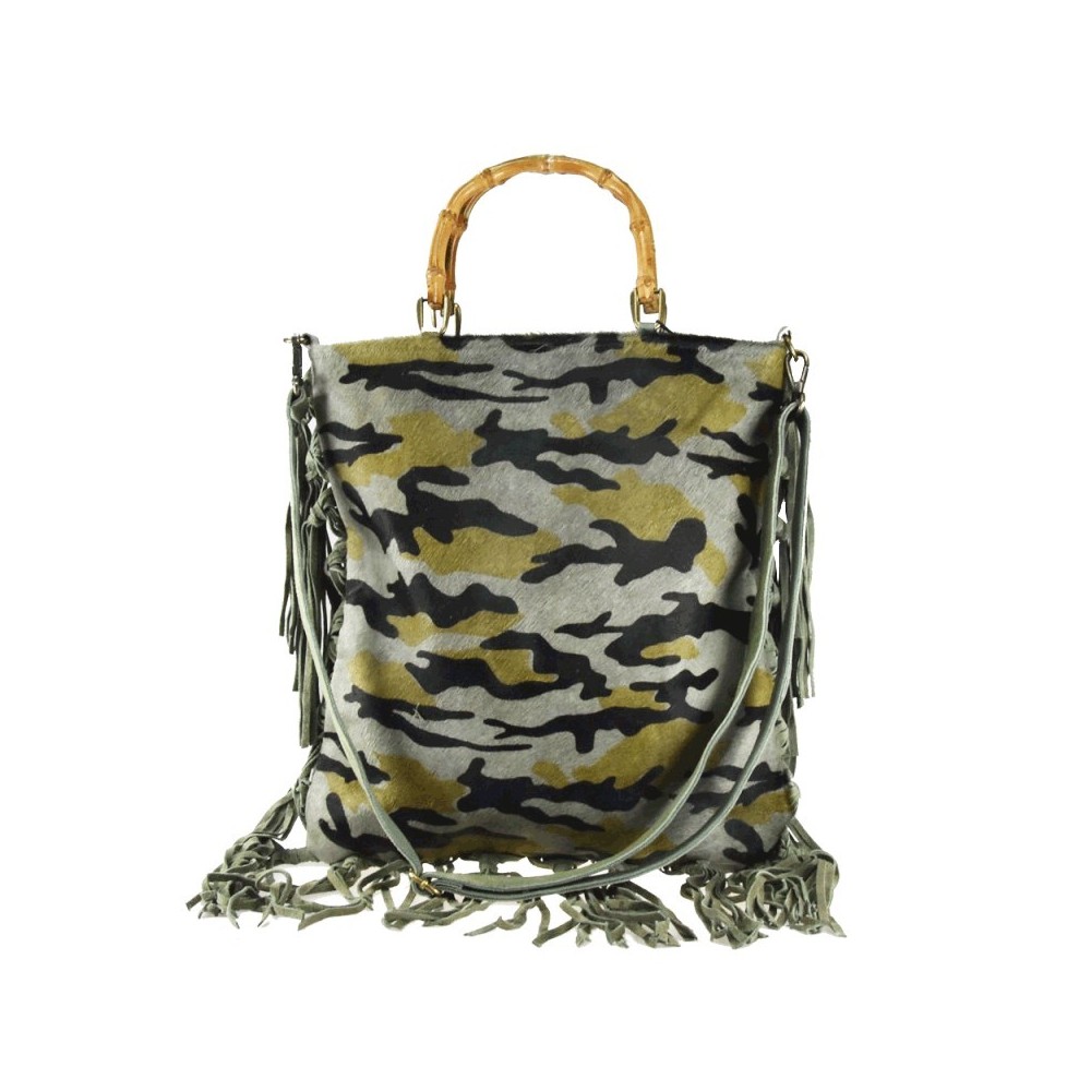 Sac à main en cuir de poney imprimé militaire     201