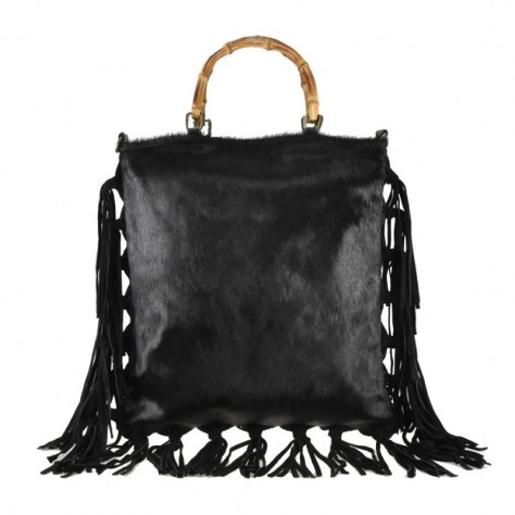 Handtasche aus Ponyfell mit Military-Print      201