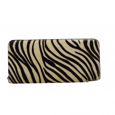 Portafoglio donna di pelle cavallino beige stampa zebrato  149P