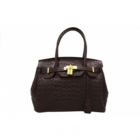 SAC A MAIN EN CUIR IMPRIME CROCODILE      008