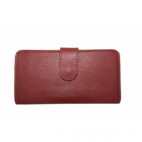 Portefeuille femme en cuir grainé rouge    159P