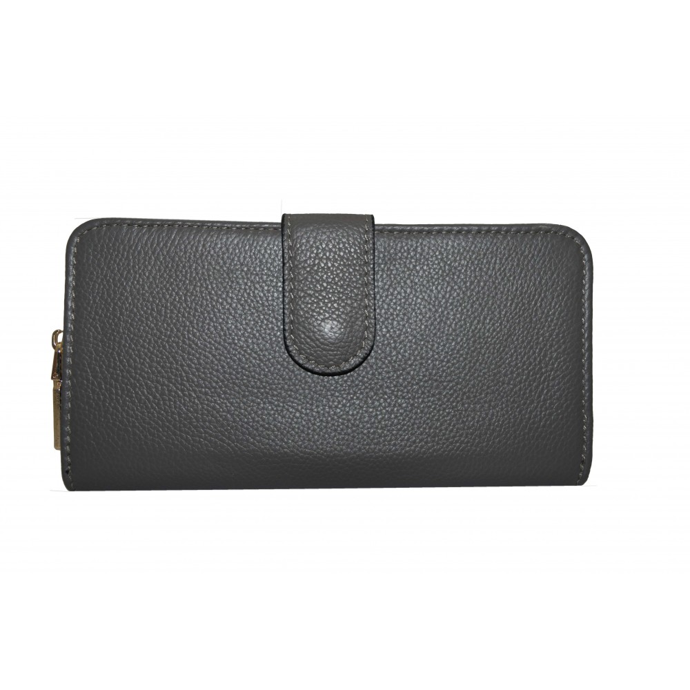 Damenbrieftasche aus grauem genarbtem Leder 159P