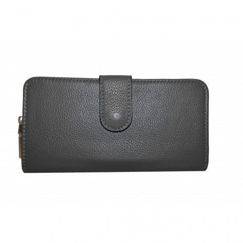 Damenbrieftasche aus grauem genarbtem Leder 159P