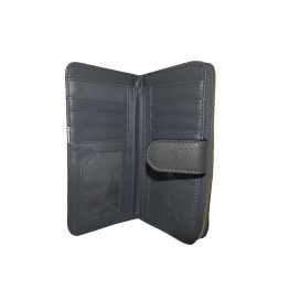 Damenbrieftasche aus grauem genarbtem Leder 159P