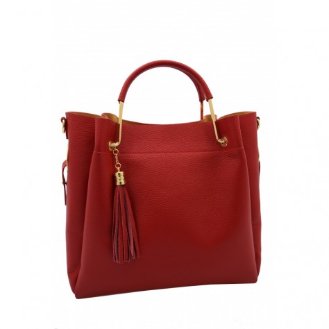 Borsa a mano media di pelle martellata          132