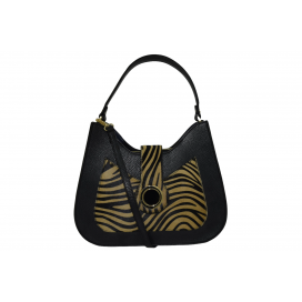 Borsa a mano di pelle /cavallino zebrato marrone   215