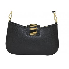 Borsa a mano di pelle nera/pelle cavallino zebrato  214