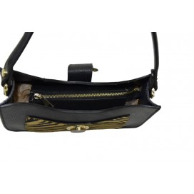 Borsa a mano di pelle nera/pelle cavallino zebrato  214