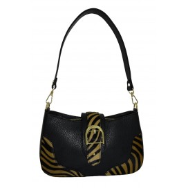 Borsa a mano di pelle nera/pelle cavallino zebrato  214