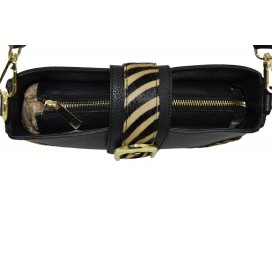 Borsa a mano di pelle nera/pelle cavallino zebrato  214
